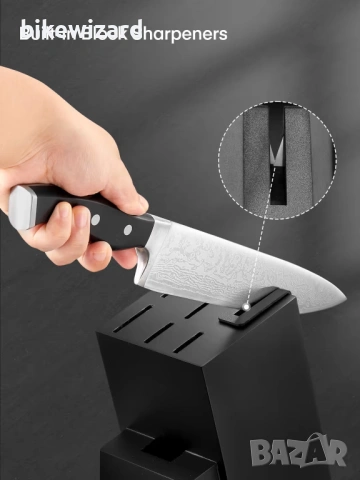 Комплект кухненски ножове D.Perlla от 7 части, самозаточващ се блок НОВИ, снимка 4 - Прибори за хранене, готвене и сервиране - 53639867