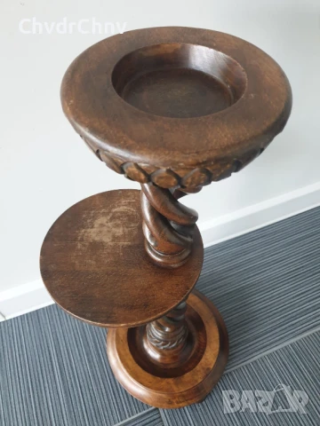 60см дърворезба/дървена масичка/малка маса-стойка-поставка-пиедестал, снимка 4 - Маси - 50955021