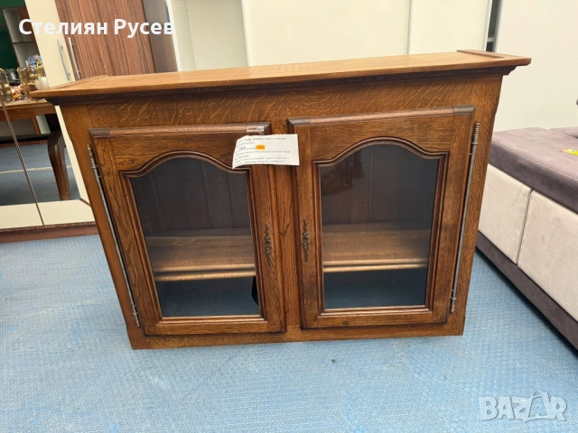 087 скрин / шкаф / витрина бюфет от масивно дърво (дърворезба) -цена 141лв ли 72,09 евро  общо -95см, снимка 5 - Секции и витрини - 45467651