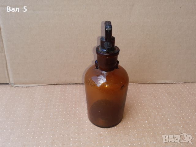 Старо аптекарско шише с капкомер . Аптекарска стъклария, снимка 3 - Антикварни и старинни предмети - 46257852