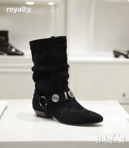 Равни боти - черен велур, снимка 3 - Дамски боти - 53194031