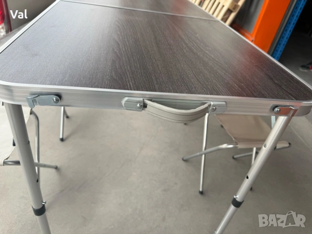 Комплект сгъваема къмпинг маса с 4 стола, регулируема височина, дизайн "куфар" в сив цвят, снимка 3 - Градински мебели, декорация  - 53968603