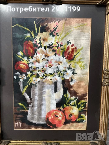 Гоблен натюрморт с цветя, снимка 4 - Гоблени - 50836160