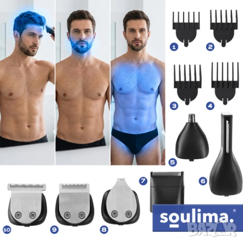 Машинка за подстригване и бръснене / Тример за брада и тяло - безжичен, снимка 9 - Друга електроника - 53947580