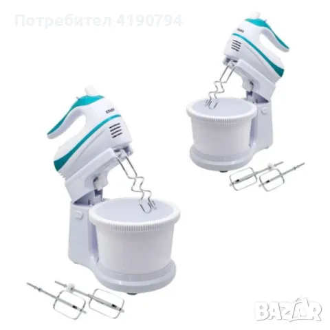 Миксер с купа 500W, 5 СКОРОСТИ,Бял / Син, снимка 3 - Миксери - 47290383