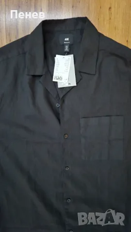 Мъжка риза с къс ръкав H&M черна, снимка 2 - Ризи - 49895786