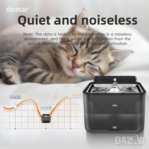 Фонтан от неръждаема стомана за котки - 3,2 л, безжичен, 3 режима на работа, снимка 8 - За котки - 53835515