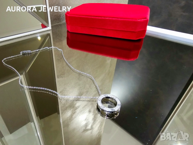 CARTIER Love White Gold Large Paved Diamonds Pendant Дамскo Колие, снимка 9 - Колиета, медальони, синджири - 52870330