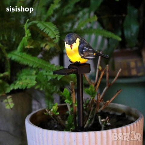 Декоративна соларна лампа „Врабче“ – Градинска фигура с топла LED светлина 4475, снимка 7 - Соларни лампи - 53977959