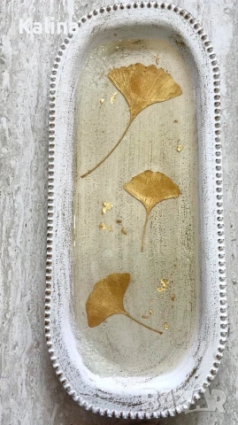 Дървен, декоративен поднос с епоксидна смола