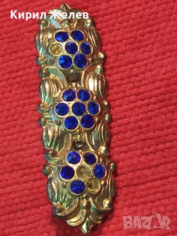 РАЗКОШНА СТАРА ФЛОРАЛНА АР НУВО СТИЛ БРОШКА с ФАСЕТИРАНИ КАМЪЧЕТА СИН ЦИРКОН 48830, снимка 11 - Антикварни и старинни предмети - 48734025