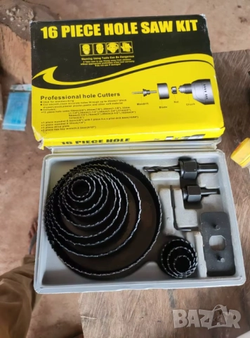 Комплект Боркорони за дърво, Пластмаса, Гипсокартон,  19-127 мм, Черни