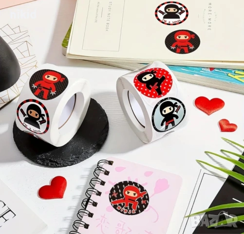 100 бр Нинджа Карате Бойни изкуства малки самозалепващи лепенки стикери ръчна изработка подарък, снимка 2 - Други - 53102765