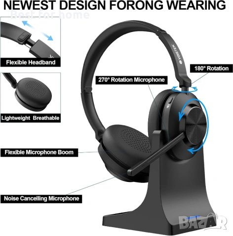 Безжични слушалки Voistek с микрофон, снимка 4 - Bluetooth слушалки - 54157359