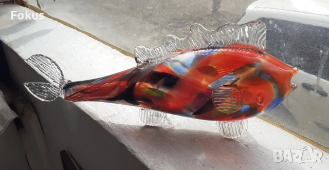 Голяма риба Мурано фигура статуетка стъкло, снимка 2 - Антикварни и старинни предмети - 53340103