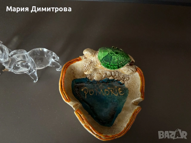 Стъклени слончета и пепелник с костенурка, снимка 4 - Други ценни предмети - 53651314