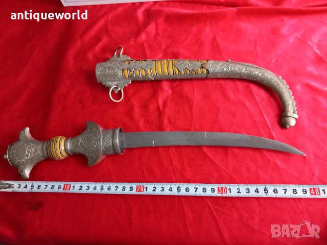 Голяма Сребърна Мароканска КУМАЯ. Ханджар Кинджал, снимка 7 - Антикварни и старинни предмети - 53041374