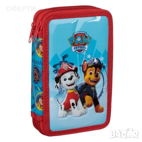 Пълнен двоен Ученически Несесер Paw Patrol 13x20x4 см, снимка 1 - Раници - 46882386