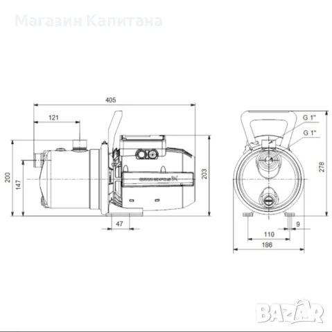 Помпа самозасмукваща Grundfos JP 4-47, 850 W, 47 м, 4 м³/ч., снимка 2 - Други машини и части - 49459632