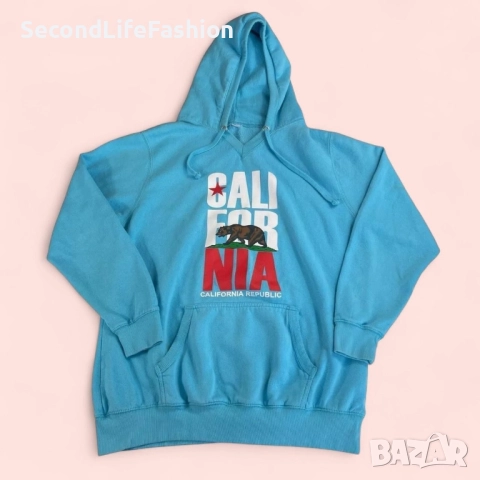 Суитшърти с качулка и ретро надпис с надпис Californian flag размер L, син.