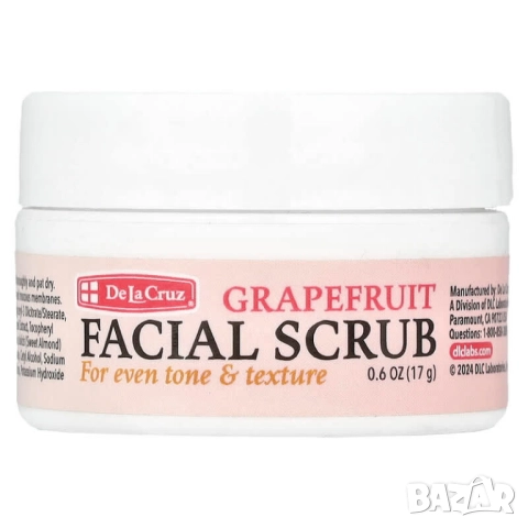 Нова мини опаковка ексфолиант за лице De La Cruz, Facial Scrub, Grapefruit