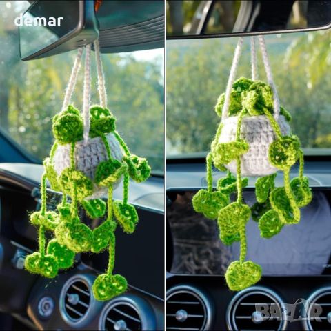 janeunique Плетено саксийно растение за огледало на кола, автомобилен аксесоар, висяща декорация, снимка 5 - Аксесоари и консумативи - 45618617