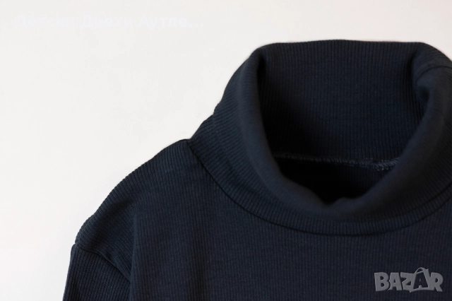 Тъмносиньо памучно поло с дълъг ръкав за момичета – ново, българско производство (104–128), снимка 4 - Детски Блузи и туники - 51966420