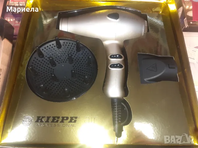 Чисто Нов Професионален сешоар Kiepe 8301G Hair Dryer Gold в луксозна опаковка, снимка 6 - Сешоари - 48994618