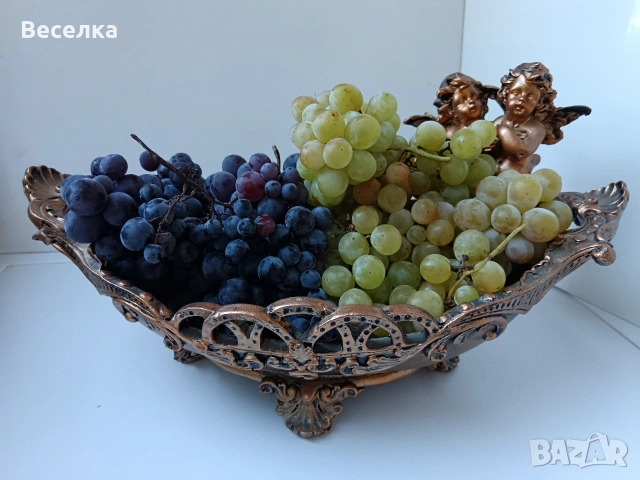 Голяма фруктиера с ангелчета , снимка 8 - Антикварни и старинни предмети - 53762914