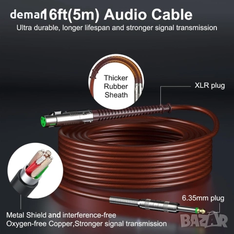 Динамичен караоке микрофон Aokeo, A450 с дунапренен калъф и 5 м XLR кабел, снимка 4 - Микрофони - 53795110