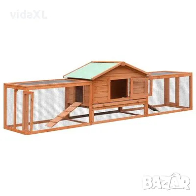 vidaXL Клетка за зайци, чам и ела масив, 310x70x87 см（SKU:170642, снимка 1 - Други стоки за животни - 47717032