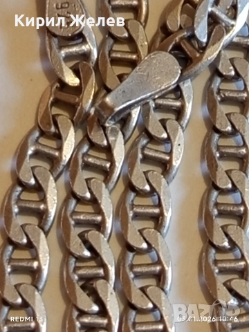 Сребърен ланец плетка тип МАРИНЕР с закопчалка тип Омар майсторска ръчна изработка 36153, снимка 5 - Колиета, медальони, синджири - 52961302