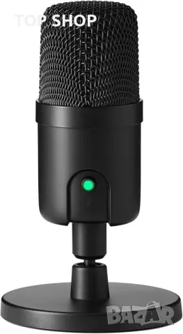 Мини USB кондензаторен кардиоиден микрофон Amazon Basics, черен