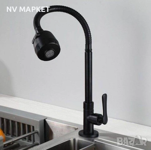 Кухненски смесител , черен,гъвкав чучур САМО ЗА СТУДЕНА ВОДА, снимка 3 - Смесители - 53837375