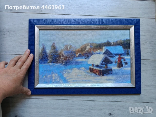 гоблен ,, Зимен ден", 33/20 см, снимка 2 - Гоблени - 51278761