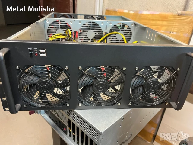 6U Компютърна кутия за копачка 4 видео карти, снимка 4 - Захранвания и кутии - 50884752