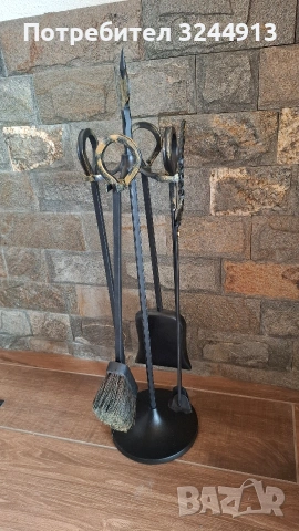 Красив комплект за камина от ковано желязо пет части, снимка 2 - Други стоки за дома - 53270841