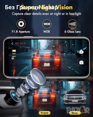 Нова 4K DVR камера за кола с предна и задна леща, Wi-Fi и нощно виждане, снимка 5 - Друга електроника - 52533793