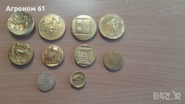 Монети Римска империя и  сечени от Брут за убийството на Цезар-реплики