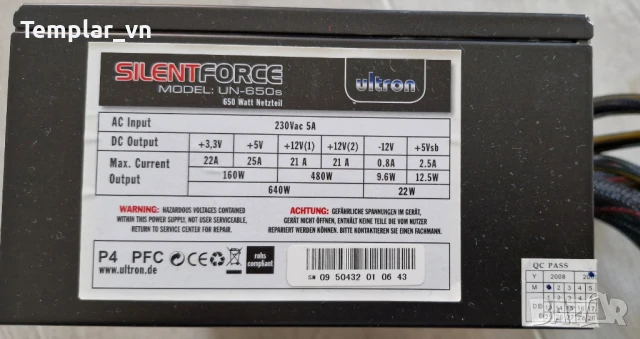 Ultron 650 W  PC PSU / REXPOWER 20 PIN ATX 255W