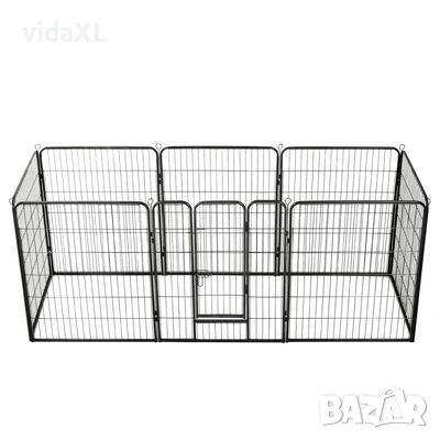 vidaXL Заграждение за куче, 8 панела, стомана, 80x100 см, черно（SKU:170574
