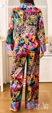 Дамска сатенена пижама, снимка 2 - Пижами - 53423322