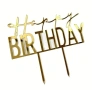 Златист акрилен топер Happy birthday за забучване декорация на торта Рожден ден , снимка 3
