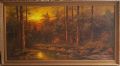Питър Тенсли Peter Tensley (американец) „Горско езеро“ Голяма маслена картина върху платно, снимка 1 - Картини - 45636775