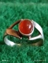 Винтидж сребърен пръстен с Червен КЕХЛИБАР Арт бижу 39868, снимка 4