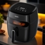 Фритюрник AirFryer , 1350W, 5.2л., LED дисплей, Горещ въздух, Таймер, до 200°C, Черен, снимка 5