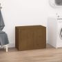 Кутия за пране, меденокафява, 88,5x44x66 см, борово дърво масив, снимка 2