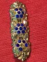РАЗКОШНА СТАРА ФЛОРАЛНА АР НУВО СТИЛ БРОШКА с ФАСЕТИРАНИ КАМЪЧЕТА СИН ЦИРКОН 48830, снимка 11