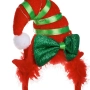 Коледна диадема с шапка на елф в червено и зелено райе, със светлина_1255085, снимка 3