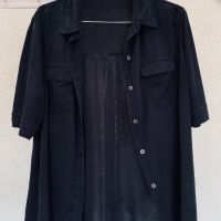 Черна риза копринен трикотаж, снимка 1 - Ризи - 45256928